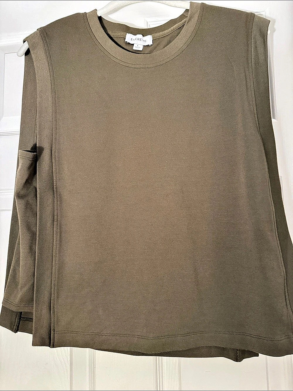 Evereve Adrian Relaxed Shoulder Tee Olive Green Tank Top